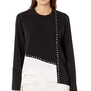 CALVIN KLEIN Colorblock Stud Long-sleeve Shirt